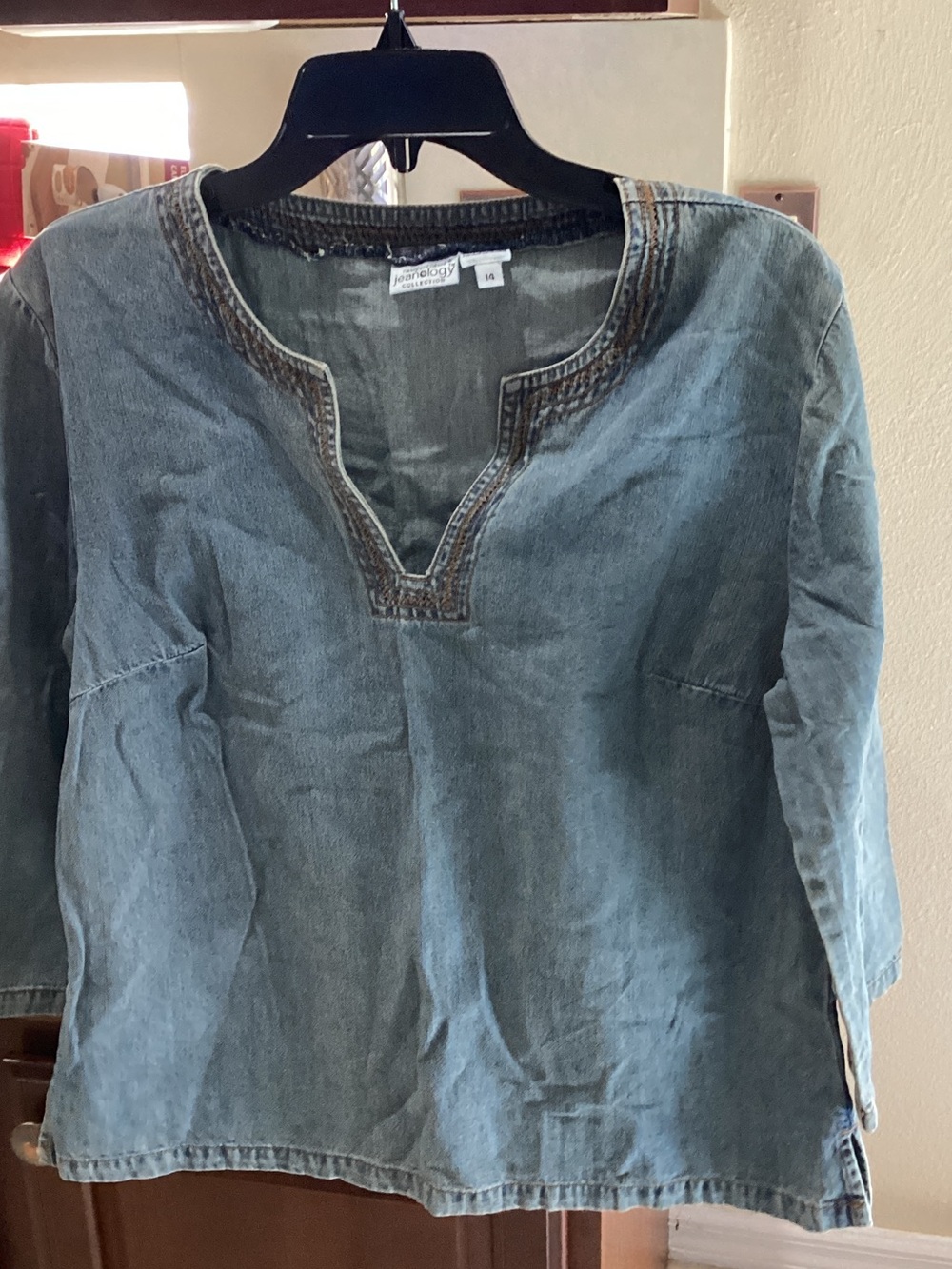 Newport News Denim Tunic Top in Washed Blue